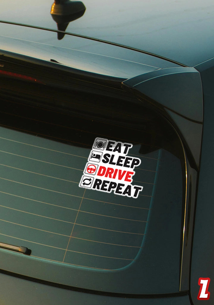 Bumper Sticker Repeat Eat Sleep Drive Repeat - Bumper Sticker Sticker | Zatags – Zatags